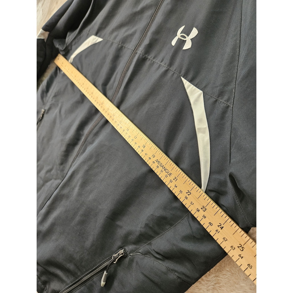 Under Armour Windbreaker Black Full-zip Jacket Pockets Embroidered Logo - Picture 6 of 10